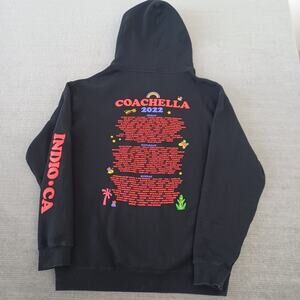 Coachella 2022 Hoodie Mens L Black Heavyweight Line Up Graphic Print Indio CA